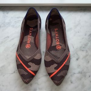 Rothy’s camo camouflage point pointy flats shoes 6.5